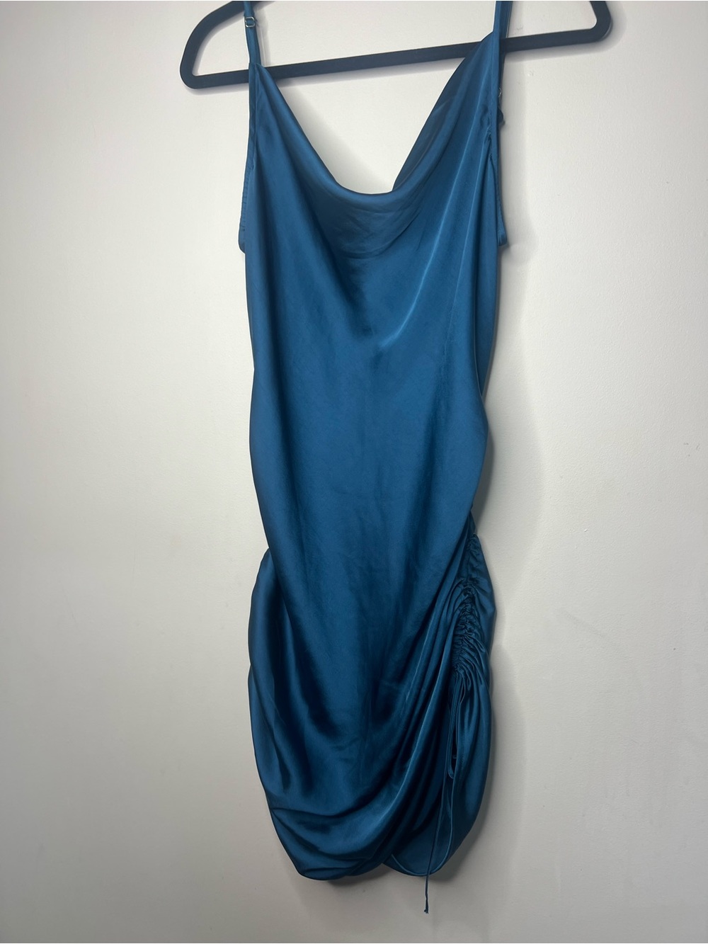 1. State Satin Cowl Neck Slip Dress in Teal-